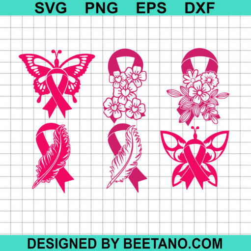 Pink ribbon breast cancer bundle SVG, Pink ribbon breast cancer SVG, Breast cancer awareness SVG