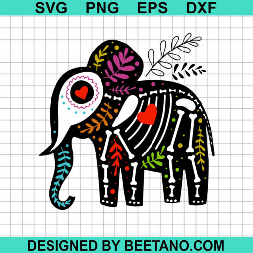 Skeleton Elephant SVG, Haloween Elephant SVG, Halloween Costume SVG