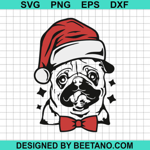 Santa Pug Christmas SVG, Christmas Pug SVG, Christmas Dog SVG