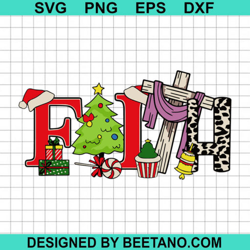 Faith Christmas SVG, Faith Christmas Tree SVG, Jesus SVG, Retro Christmas SVG