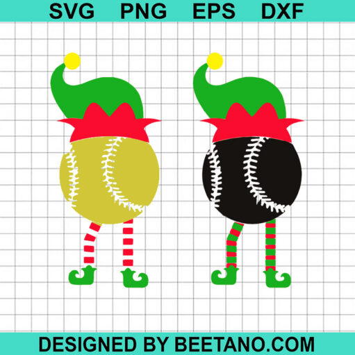 Baseball Softball With Elf Hat Svg