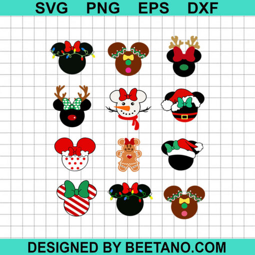 Christmas Mickey Ears Bundle SVG, Christmas Mickey Head SVG, Disney Christmas SVG