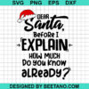 Dear santa funny quotes SVG