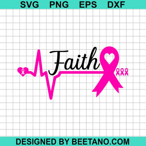 Breast Cancer Faith Heartbeat SVG, Pink Ribbon Faith SVG, Breast Cancer SVG
