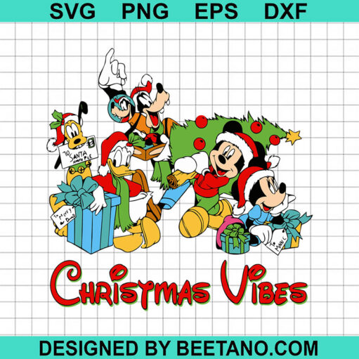 Disney Christmas Vibes SVG, Christmas Mickey Mouse And Friends SVG, Christmas Tree SVG