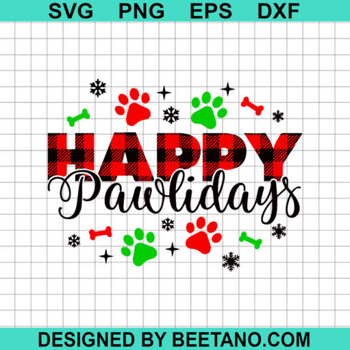 Happy pawlidays christmas SVG, Christmas Dogs SVG, Happy christmas SVG