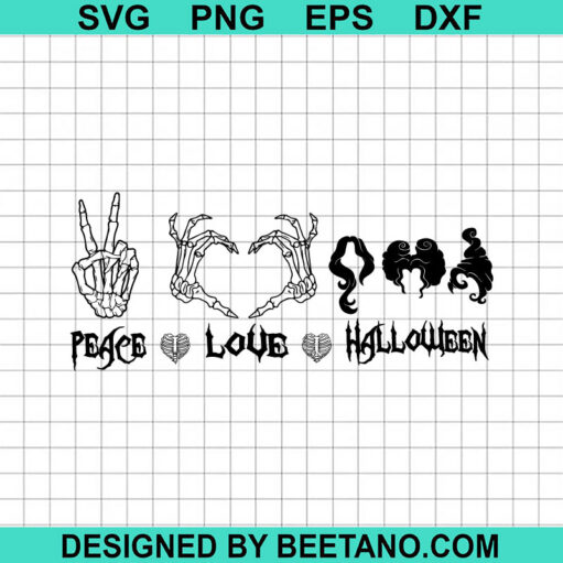 Peace Love Halloween SVG, Hocus Pocus Hair SVG, Halloween Sanderson Sisters SVG