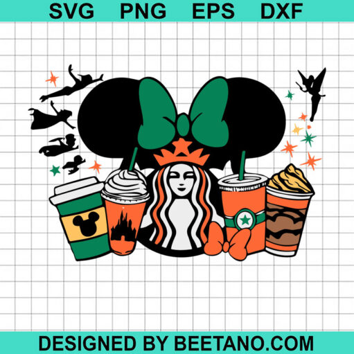 Disney Characters Starbucks Coffee SVG, Mickey Ears Starbucks SVG, Disney Castle SVG