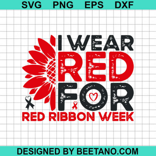 I wear red for red ribbon awareness SVG