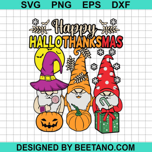 Happy Hallothanksmas SVG, Gnomes Hallothanksmas SVG, Halloween Gnomes SVG