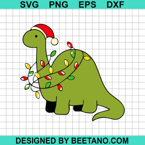 Dinosaur With Christmas Light Svg