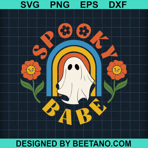 Floral Spooky Babe SVG, Floral Ghost SVG, Halloween Spooky Babe SVG