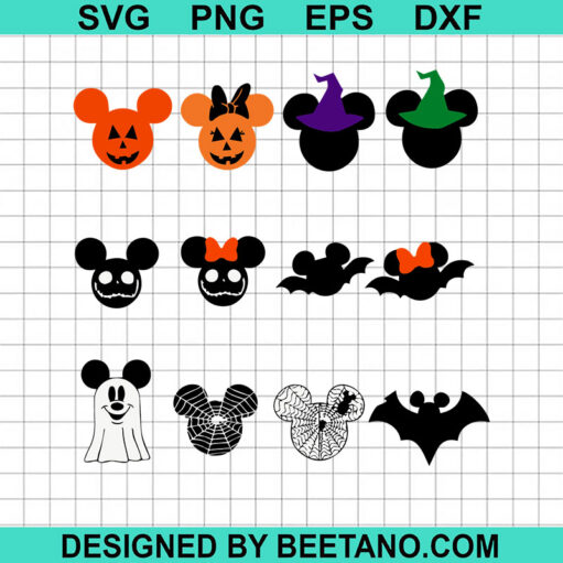 Halloween Mickey Head Bundle SVG, Mickey Ears Halloween SVG, Disney Halloween SVG