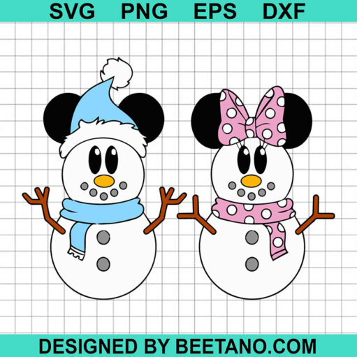 Mickey Minnie Snowman SVG