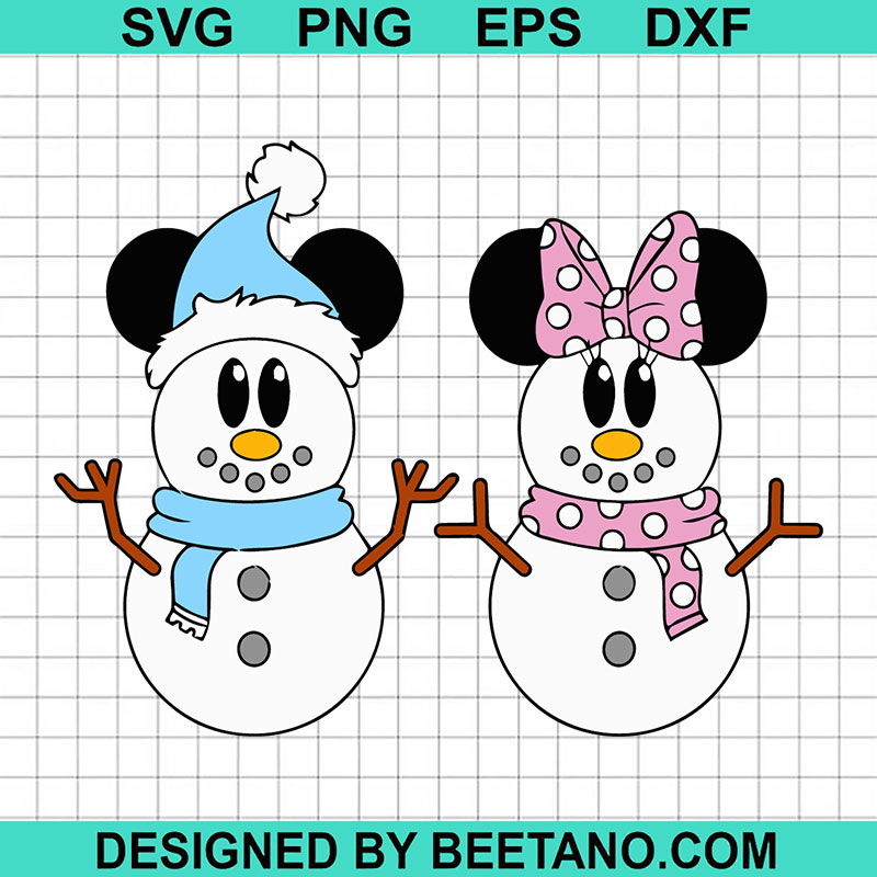 Mickey Minnie Snowman SVG, Disney Snowman SVG, Christmas Snowman SVG