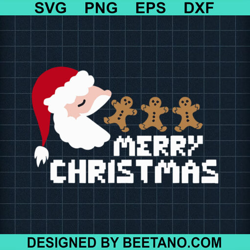 Merry Christmas Santa Pacman SVG, Pacman Santa Claus SVG, Funny Christmas SVG