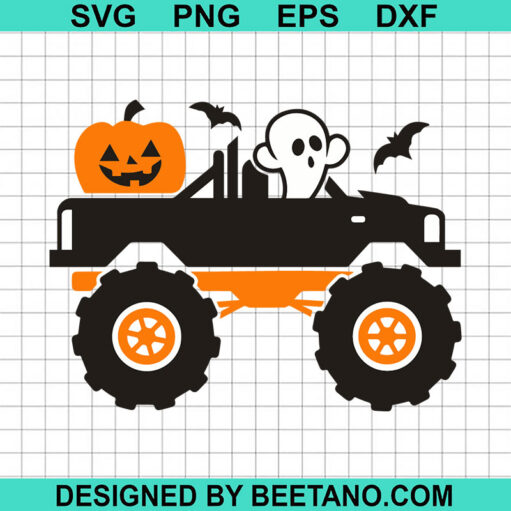 Halloween Monster Truck SVG, Pumpkin Truck SVG, Ghost Truck SVG