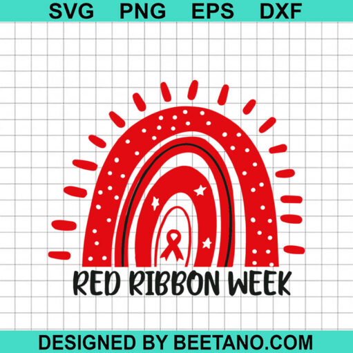 Red Ribbon Week Rainbow SVG, Red Ribbon Week, Red Ribbon Awareness SVG