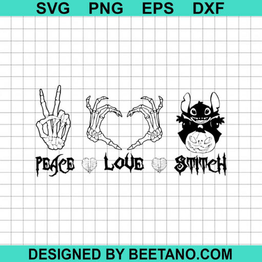 Halloween Peace Love Stitch SVG