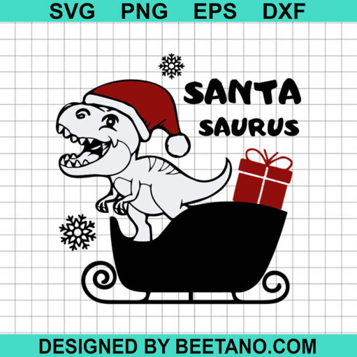 Christmas Santa Saurus SVG, Santa Dinosaur SVG, Christmas Dinosaur SVG