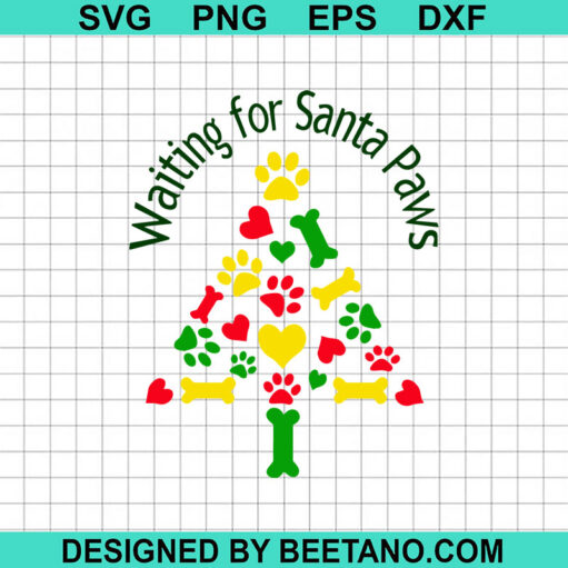 Waiting For Santa Paws SVG, Christmas Paws SVG, Funny Christmas Tree SVG