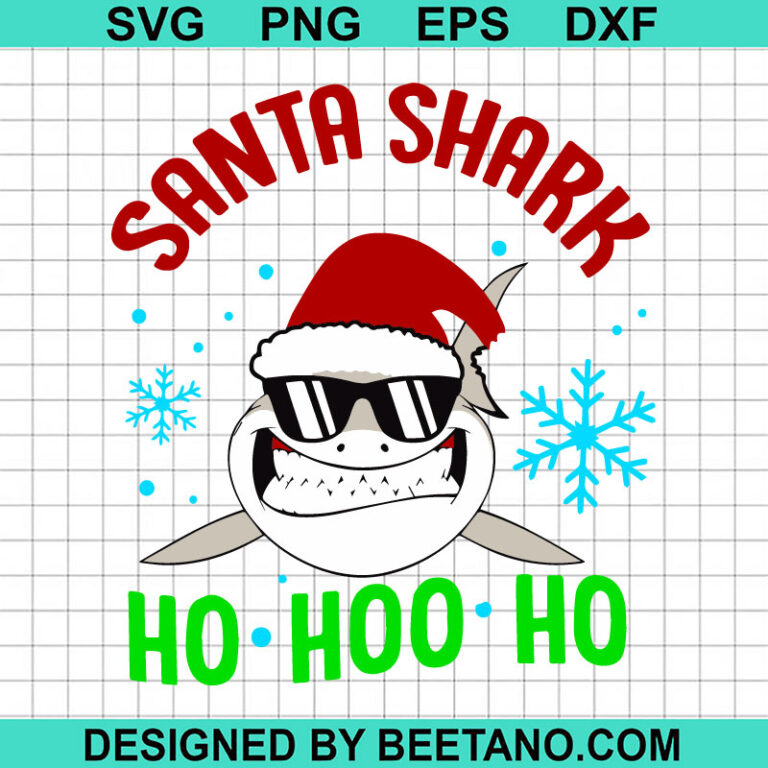 Santa Shark Ho Hoo Ho SVG, Christmas Shark SVG, Santa Hat Shark SVG