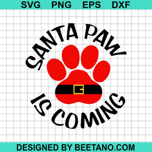 Santa paw is coming SVG, Santa Paws SVG, Cats christmas SVG