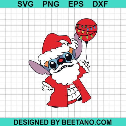 Santa Claus Stitch SVG, Santa Pennywise SVG, Stitch Costume Christmas SVG