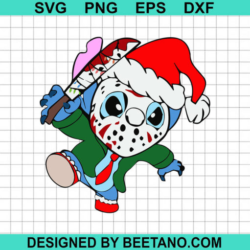 Jason Voorhees Stitch With Santa Hat SVG, Christmas Stitch SVG, Stitch Costume Christmas SVG