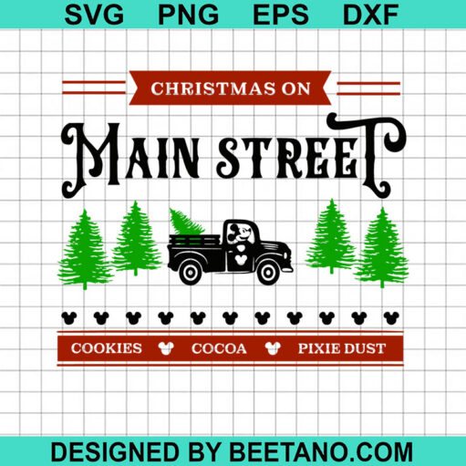Christmas On Main Street SVG, Mickey Mouse Christmas SVG, Main Street SVG