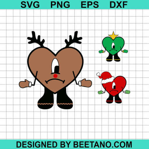 Christmas Bad Bunny Heart Svg