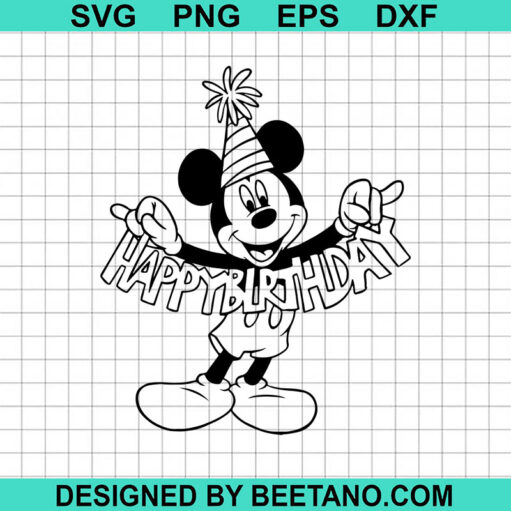 Mickey Mouse Happy Birthday Svg