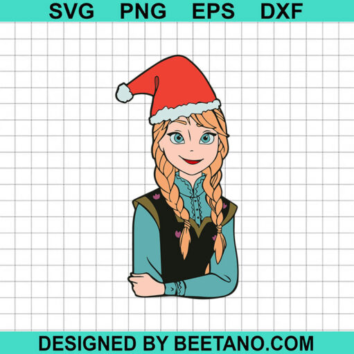 Anna Frozen Christmas SVG, Anna With Santa Hat SVG, Disney Frozen SVG