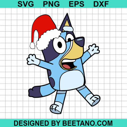 Santa Hat Bluey SVG, Christmas Bluey SVG, Bluey With Santa Hat SVG
