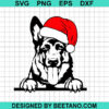 German Shepherd With Santa Hat Svg