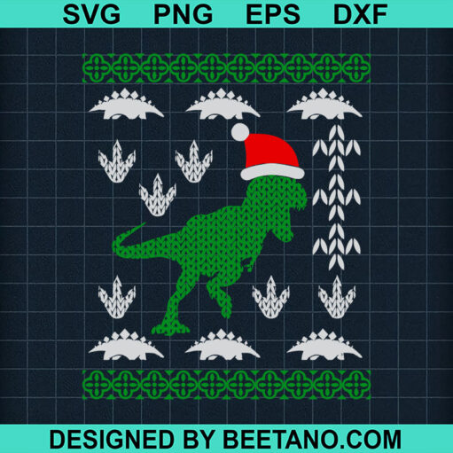 Dinosaur Ugly Sweater Christmas SVG, Dinosaur Winter Christmas SVG, T Rex SVG
