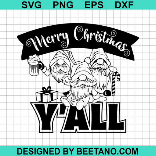 Gnomes Merry Christmas Y'all SVG, Christmas Y'all SVG, Gnomes SVG