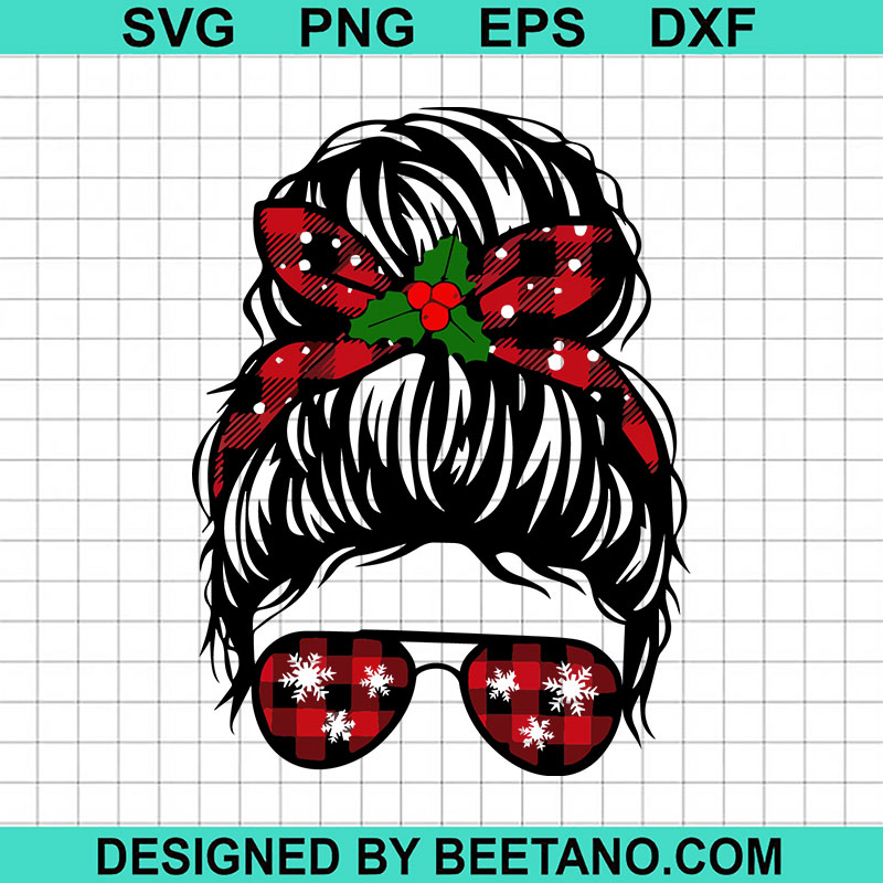 Messy Bun Christmas SVG, Christmas Momlife SVG, Mesy Bun Hair SVG