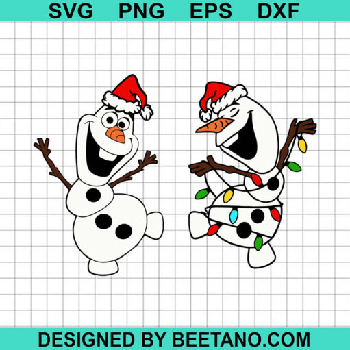 Olaf With Christmas Light SVG, Olaf Santa Hat SVG, Christmas Snowman SVG