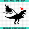 Christmas Dinosaur With Santa Sleigh Svg