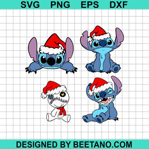 Stitch Merry Christmas SVG, Stitch With Santa Hat SVG, Disney Christmas SVG