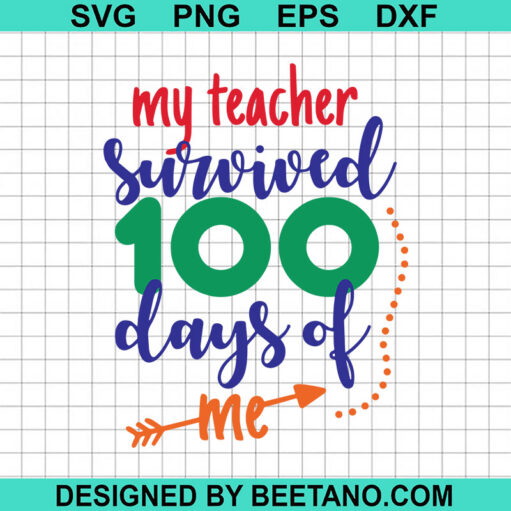 My Teacher Survived 100 Days Of Me Svg