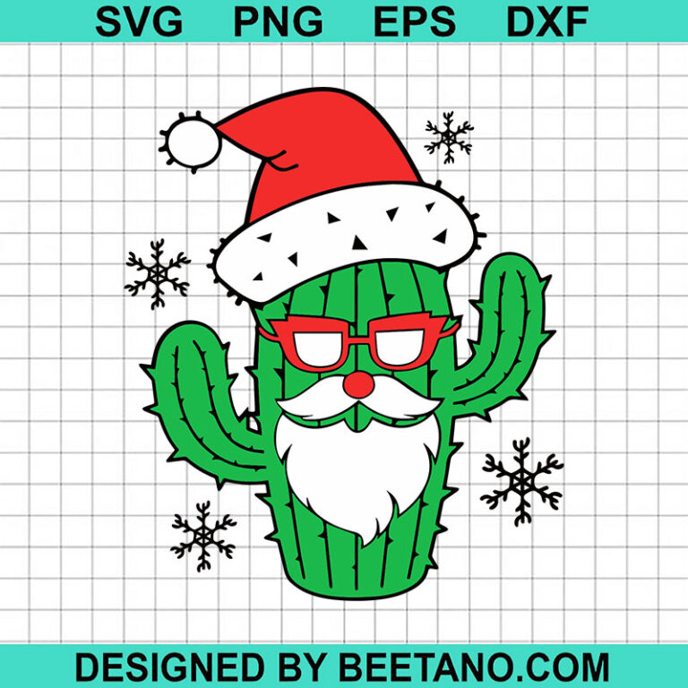 Santa Cactus SVG, Funny Cactus Tree SVG, Christmas Cactus SVG