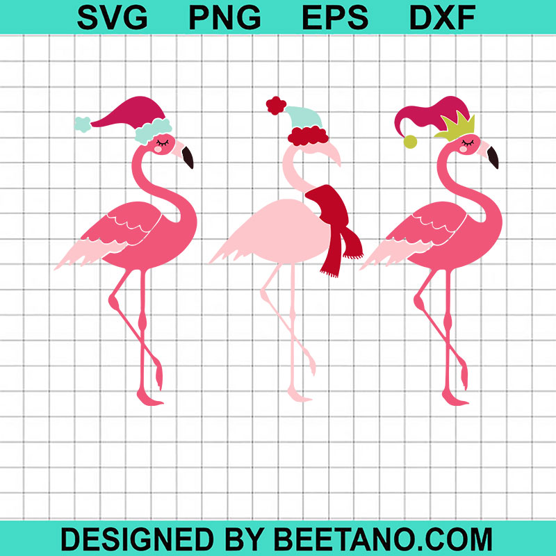 Santa Flamingo SVG, Flamingo With Christmas Hat SVG, Flamingo Christmas SVG