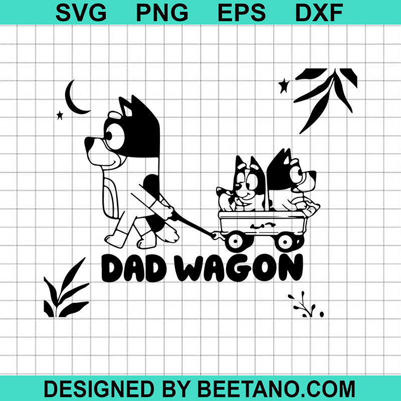 Bluey Dad Wagon SVG, Bluey Family SVG, Bluey Cartoon SVG
