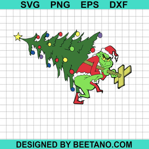 Grinch Stealing Christmas Tree Svg