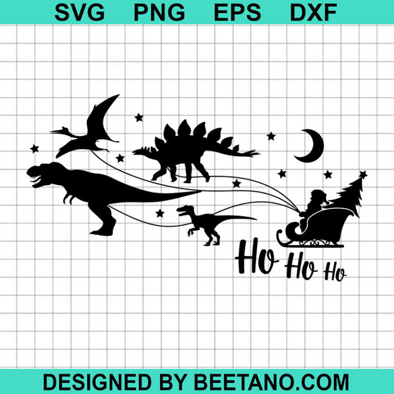 Christmas Dinosaur Sleigh SVG, Dinosaur Christmas SVG, Santa Sleigh SVG