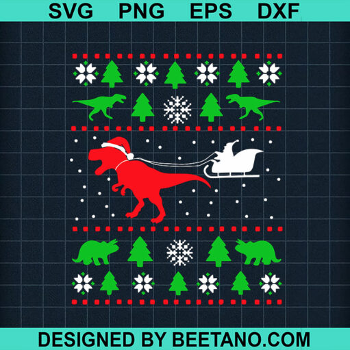 Dinosaur Ugly Sweater Christmas Svg