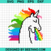 Rainbow Pixel Unicorn Svg
