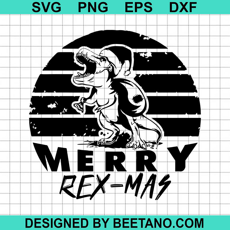 Merry Rexmas SVG, Dinosaur Merry Christmas SVG, Santa Dinosaur SVG